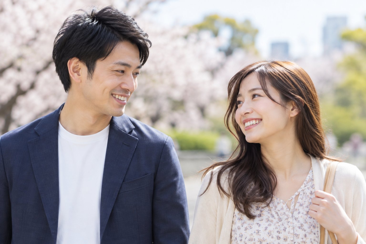 自然な笑顔の男女のイメージ写真